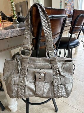 Metallic Silver Leather Women’s Shoulder Bag - Isabella Fiore - Vintage 00’s